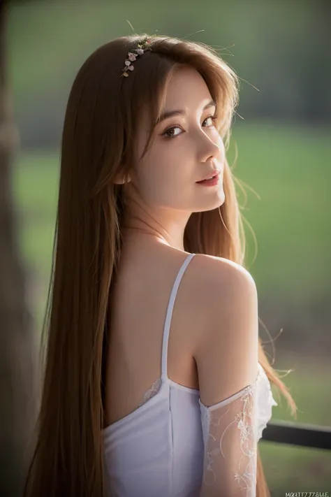best quality, masterpiece, (photorealistic:1.4), Close up, 1 girl, upper body, Black Dress, Corset, long hair, cute, flowers around, forest background, sweet girl, IDOL, -- Face Details:1.7 -- <lora:xTTx:1> <lora:Ryana-01:1>