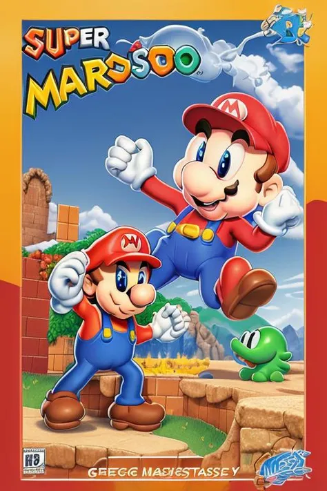 super mario, masterpiece, greg martin style text <lyco:greg martin style_lokr_v1.0b:1>