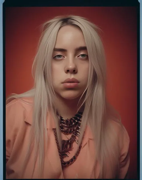 BillieEilish, art by Théophile Schuler, photograph, beefy Woman, Bookbinder, Hurricane, Hyperpunk, film grain, Polaroid, Low shutter, Infrared, extremely beautiful, <lora:BillieEilishSDXL:1>