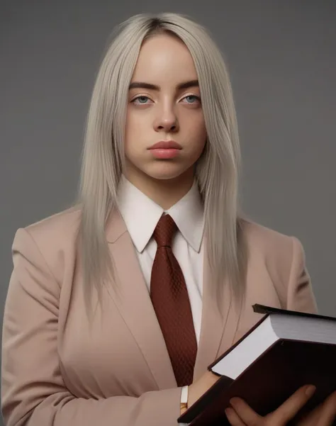 BillieEilish,<lora:BillieEilishSDXL:1>High Quality, Intricately Detailed, Hyper-Realistic woman Lawyer Portrait Photography, Volumetric Lighting, Full Character, 4k, In Workwear