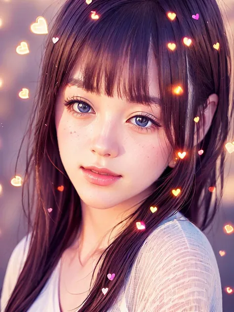 (best quality, masterpiece:1.2),ultra detailed,(photo realistic:1.4),solo,cute girl,upper body,pink,,light_particles,heart_mark,<lora:LoveLoveEffect_v1:0.8>,<lora:KiraKiraEffect_v1:0.5>