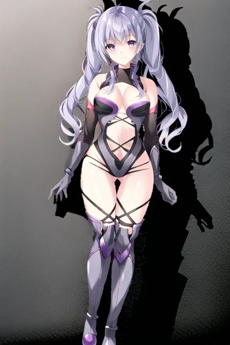 (extremely detailed CG unity 8k wallpaper), (((best quality))),1girl, solo, gloves, breasts, twintails, full body, black gloves, elbow gloves, black background, smile, boots, looking at viewer, navel, simple background, panties, underwear, bare shoulders, standing, dress, thighhighs, black panties, purple hair, closed mouth, bangs, thigh gap, pink hair, medium breasts, clothing cutout, purple eyes, hand on own chest, black footwear, revealing clothes, thigh boots, hair ornament, blush, black dress, long hair, short dress, tachi-e, pelvic curtain, string panties, ass visible through thighs, sleeveless
,<lora:lora_ensemble_ototsuki_29b:1>