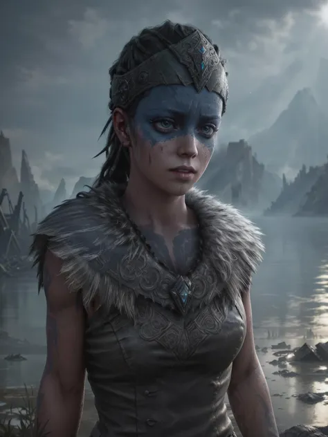 close up hellbladesenua standing in a ruined city near to a lake, bright weather, cute face, dramatic lighting, wallpaper, intricate, sharp focus, ray tracing, rtx, professionally color graded, professional photography, masterpiece, ultra detailed, high quality, best quality, 4k, 8k, raw <lora:hellbladesenua:0.6> <lora:add_detail:0.2>