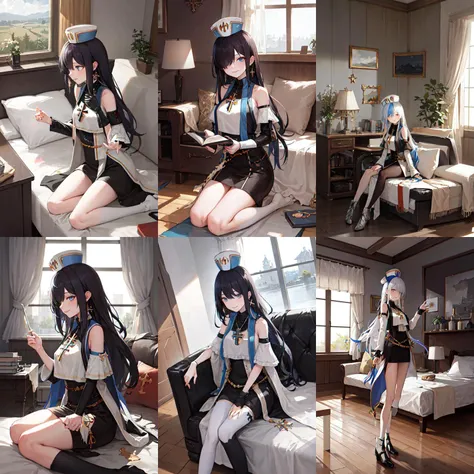 (otherworldly, otherworldly atmosphere, otherworldly appearance), highly insanely detailed, masterpiece, top quality, best quality, highres, 4k, 8k, RAW photo, (long_hair, long hair), collar, earrings, jewelry,
(random colors cloth, random colors hair, random long hair, dynamic hair, glowing hair),
long hair, eyelashes, eyeliner, makeup, hair over one eye,
(dynamic pose), (dynamic weather),
Northern Song Style, no humans, scenery, couch, tree, lamp, indoors, window, wooden floor, table, pillow, curtains, carpet, cushion, bed, book, rug, chair, day,
<lora:dnfcrusader-nvwls-v1:0.9>, dnfCrusader, hat, cross necklace, cross earrings, black dress, detached sleeves, large breasts, profile, sky, clouds, smile,
(smiling at viewer), (fantasy world)