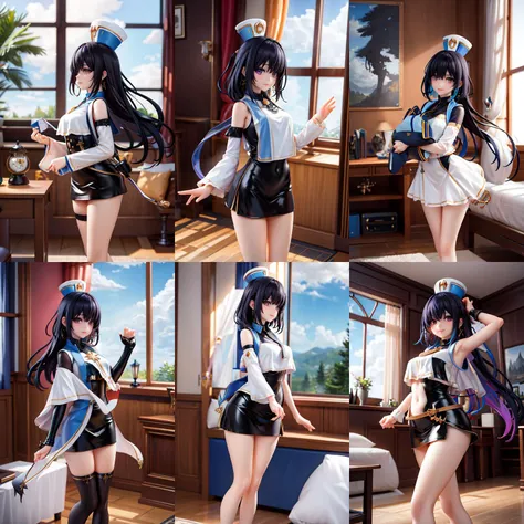 (otherworldly, otherworldly atmosphere, otherworldly appearance), highly insanely detailed, masterpiece, top quality, best quality, highres, 4k, 8k, RAW photo, (long_hair, long hair), collar, earrings, jewelry,
(random colors cloth, random colors hair, random long hair, dynamic hair, glowing hair),
long hair, eyelashes, eyeliner, makeup, hair over one eye,
(dynamic pose), (dynamic weather),
Northern Song Style, no humans, scenery, couch, tree, lamp, indoors, window, wooden floor, table, pillow, curtains, carpet, cushion, bed, book, rug, chair, day,
<lora:dnfcrusader-nvwls-v1:0.9>, dnfCrusader, hat, cross necklace, cross earrings, black dress, detached sleeves, large breasts, profile, sky, clouds, smile,
(smiling at viewer), (fantasy world)