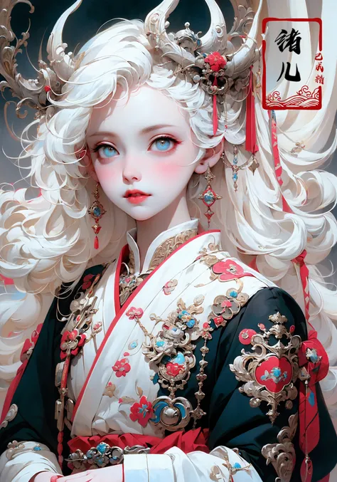 32K, Surreal, best quality, masterpiece, highres, original, extremely detailed wallpaper,
perfect lighting, UHD, white hair,Zhang Jingna,in the style of aggressive digital illustration, bold and colorful portraits, lit kid, Picasso,Hikari Shimoda(full body:1.2), (East Asian architecture:1.3)
(Blue road robe1.3)
<lora:~Q?-YG^{Zwith horns:0.8>