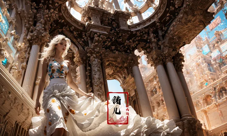 (Low Angle shooting, super wide lens:1.1), highly detailed, dynamic, cinematic, stunning, realistic lighting and shading, vivid, vibrant, octane render, unreal engine, very detailed, concept art, realistic, Cry engine,
(dramatic, gritty, intense:1.4),masterpiece, best quality, 32k uhd, insane details, intricate details, hyperdetailed, hyper quality, high detail, ultra detailed, Masterpiece,
1girl, solo, (full body:1.5), (long legsskinny legs:1.5), (Milky skin, shiny skin:1.5)(white hair:1.5)(Boho-chic maxi skirt with prints:1.5)
<lora:~Q?-^super wide lens:0.8>