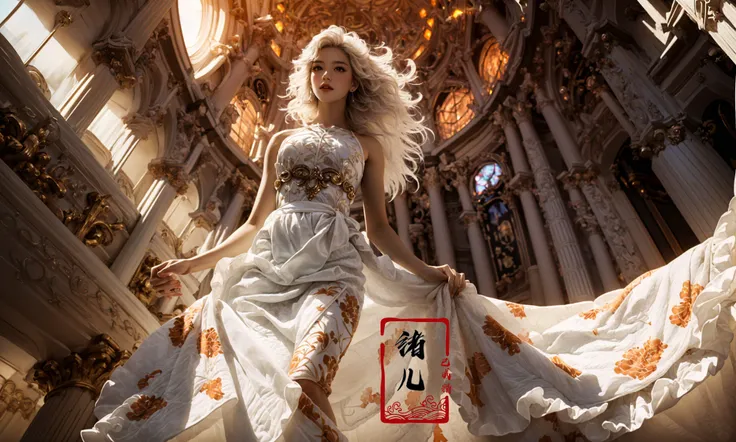 (Low Angle shooting, super wide lens:1.1), highly detailed, dynamic, cinematic, stunning, realistic lighting and shading, vivid, vibrant, octane render, unreal engine, very detailed, concept art, realistic, Cry engine,
(dramatic, gritty, intense:1.4),masterpiece, best quality, 32k uhd, insane details, intricate details, hyperdetailed, hyper quality, high detail, ultra detailed, Masterpiece,
1girl, solo, (full body:1.5), (long legsskinny legs:1.5), (Milky skin, shiny skin:1.5)(white hair:1.5)(Boho-chic maxi skirt with prints:1.5)
<lora:~Q?-^super wide lens:0.8>