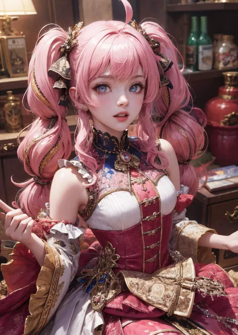 (((thin))),masterpiece,best quality,highres,8k,intricate details,highly detailed,solo,looking at a viewer,(solo),cute,detailed eyes,(1girl:perfect face, cute, petite),in focus,detailed background,
twintails,((ahoge)),pink hair,shoulder cutout,small breasts,uneven legwear,
,<lora:detail_slider_v4:3>