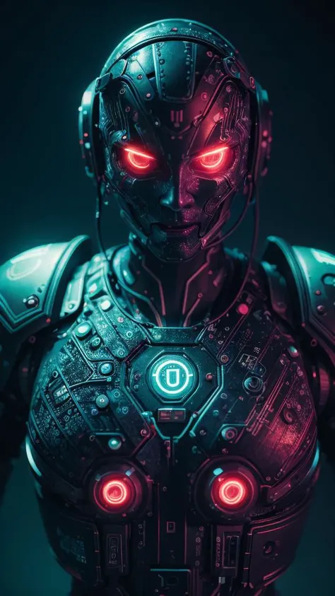 (close-up:1.2) (macro:1.1) photography of futuristic cyborg, Abstract neon light, glowing, (CircuitBoardAI:1.3) <lora:CircuitBoardAI:0.5>, <lora:lora_NeonNight:0.7> crimson colors BREAK simple empty dark background