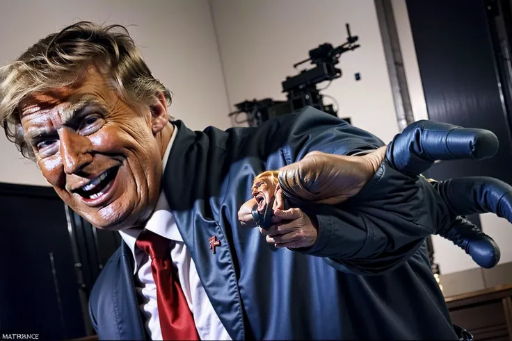 Show an image of ordinary folks transforming into zombies under Joe Biden's influence.