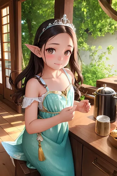 anime style, super fine illustration, highly detailed, dynamic angle, beautiful detailed, 8k, In a cafe where morning sunlight streams through the window, a plate of fluffy pancakes topped with strawberries, whipped cream, and a generous dusting of powdered sugar sits on the table. A woman eats them with a happy expression, her impressionable happiness drawing the attention of those around her.very good illustration, High detail, dynamic angle, beautiful detailing,2D, (Best quality, masterpiece, Beauty, tenderness), Anime, Highly detailed face, very detailed eyes, very detailed background, Ideal lighting, Whole body, 1 girl, One, (Very detailed cat ears), (Very detailed ears behind the hair), Pink dress, green eyes, Finely detailed eyes, ears covered with hair,