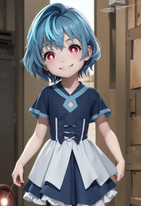 <lora:kohina hiruko s1-lora-nochekaiser:0.8>
kohina hiruko, kohinahiruko,
looking at viewer, (cowboy shot:1.4), (head tilted to the side:1.3),
streaked hair, blue hair, short hair, (red eyes:1.3), (bright pupils:1.5), sparkling eyes, energetic eyes, more details in eyes,
dress, blue dress, short sleeves, frills, white pantyhose,
smile, evil grin,
outdoors, village,
(masterpiece:1.2), best quality, high resolution, unity 8k wallpaper, (illustration:0.8), (beautiful detailed eyes:1.6), extremely detailed face, perfect lighting, extremely detailed CG, (perfect anatomy),
The soft lighting and detailed surroundings create an immersive environment where imagination runs wild hyper-detailed, hyper-detailed face, high quality visuals, dim Lighting, sharply focused, octane render, 8k UHD