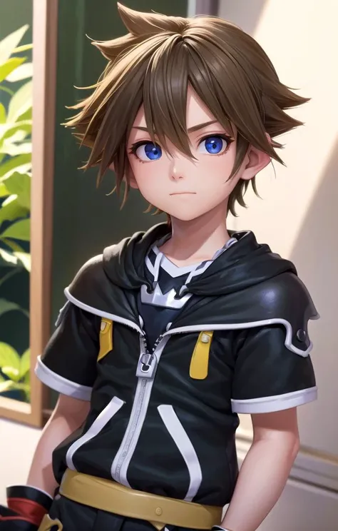 (1 boy:1.2),(male face details:1.2),more details in eyes,cute,looking at viewer, face,details sky,handsome,young,juvenile,((masterpiece:1.4,best quality)),multiple details, eyeshadow,sfw, full shot, green valley,<lora:add_detail:0.2>, green and black clothes, high res, ultra detailed character, <lora:SoraKHII:1> Sora-KHII
