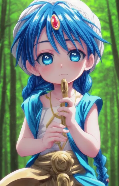 ((masterpiece:1.4, best quality)), (full shot:1.4),
1 boy, (adorabel boy), (cute face:1.2), details, cute, handsome boy, looking_to_the_side
more details in eyes, multiple details, eyeshadow, faint smile, forest, tunic
<lora:aladdin_magi:0.6>, aladdin_magi, blue hair, braid, long hair, blue eyes, jewelry,
<lora:more_details:0.5>, <lora:眼睛双:0.6>