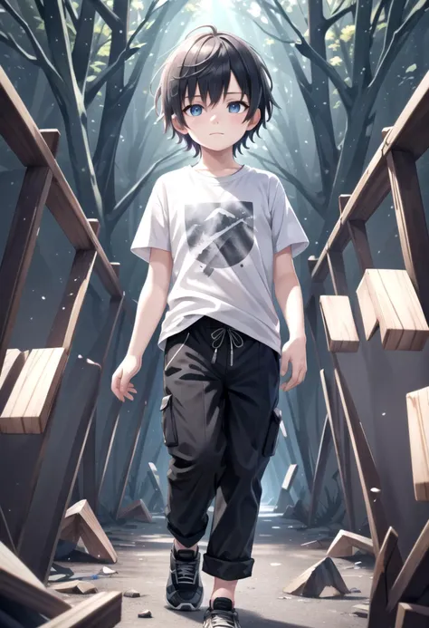 <lora:cutifiedanimecharacterdesign_variant_type_C_SD_v10:0.5>
type-c,
1boy, solo, forest, wooden village, short hair, t-shirt,black box pants,
full body, looking at viewer, faint smile,
The soft lighting and detailed surroundings create an immersive environment where imagination runs wild,
hyper-detailed, high quality visuals, dim Lighting, ultra-realistic, sharply focused, octane render, 8k UHD