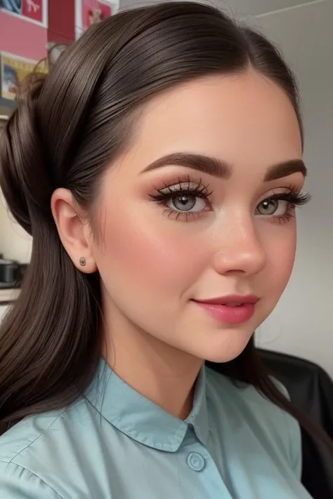 , photo of a woman, (epic) , ((fifties hair, 50s hairstyle, fifties dress, kitchen, home)), smiling, (lipstick, blush, eye shadow), ((best quality, masterpiece, extreme details, high resolution):1.2),((detailed eyes, beautiful eyes, detailed face, beautiful face):1.2) <lora:haleylujan-03:0.6>, haleylujan,