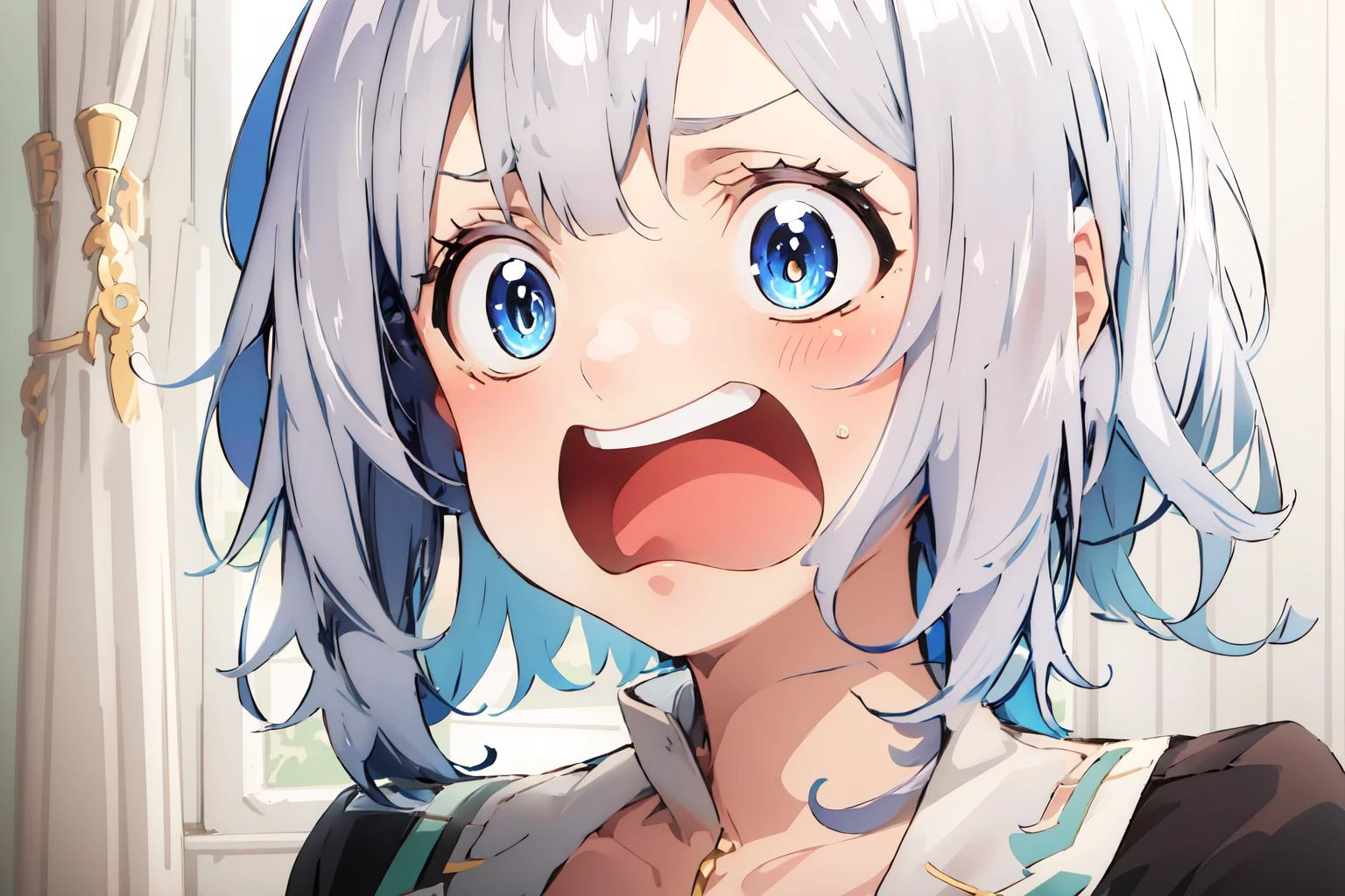 (masterpiece, best quality), intricate details,
1girl, <lora:luna:0.8> luna,
<lora:hengao_teio_v1:0.3> hengao_teio, open mouth, screaming, silver hair, hair braid, portrait,