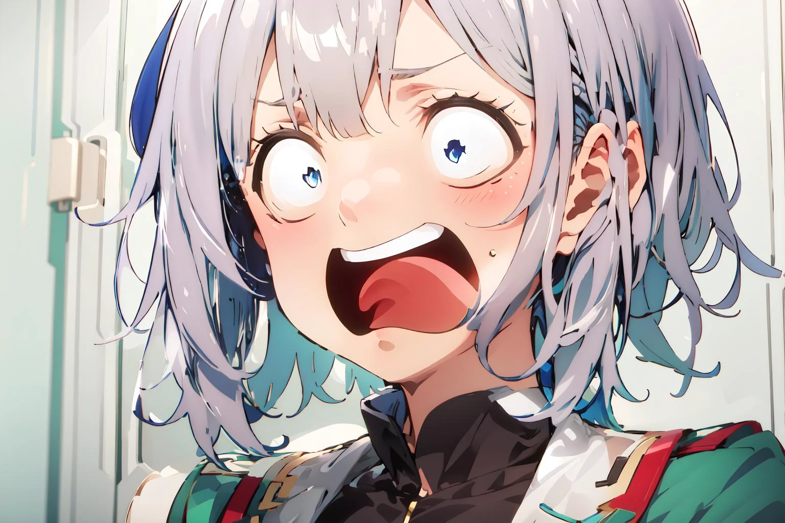 (masterpiece, best quality), intricate details,
1girl, <lora:luna:0.8> luna,
<lora:hengao_teio_v1:0.65> hengao_teio, open mouth, screaming, silver hair, hair braid, portrait,