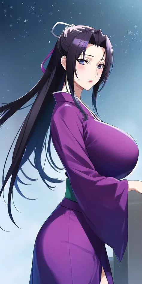 <lora:KazehanaV2:0.7> kazehanasekirei, huge_breasts,  standing, solo, kimono, starry_sky,, masterpiece, best_quality, detailed_face, detailed_eyes, highres, beautiful, detailed, absurdres,