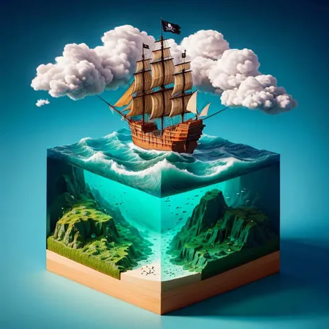 Best quality,masterpiece,ultra high res,<lora:slf2:0.7>,
shuilifang, no humans, cloud, watercraft, sky, ship, ocean, day, island, outdoors, water, scenery, fish, blue sky, tree, bird, flag