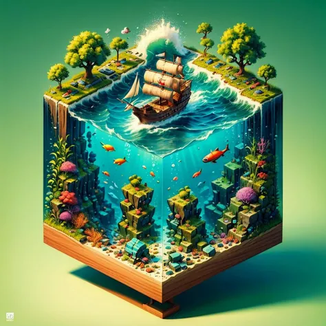 Best quality,masterpiece,ultra high res,<lora:slf2:0.6>,
shuilifang,fish,watercraft,no humans,barrel,tree,treasure chest,scenery,underwater,water,ship,boat,bubble,coral,rock,air bubble,plant,ocean,seaweed,crate,outdoors,day,fantasy,artist name,