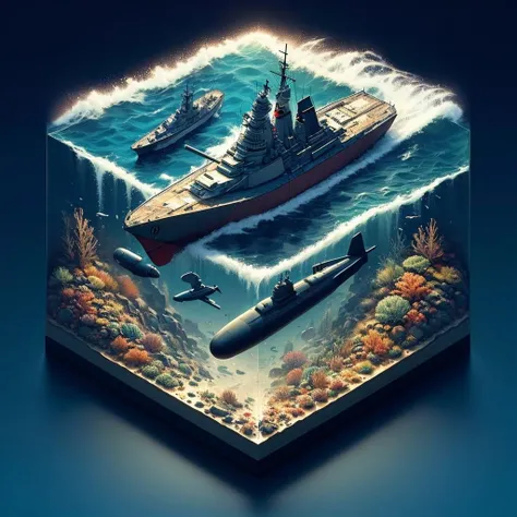 Best quality,masterpiece,ultra high res,<lora:slf2:0.7:lbw=MIDD>,
shuilifang,watercraft,ship,no humans,warship,military vehicle,military,turret,underwater,ocean,cannon,battleship,anchor,water,fish,vehicle focus,coral,