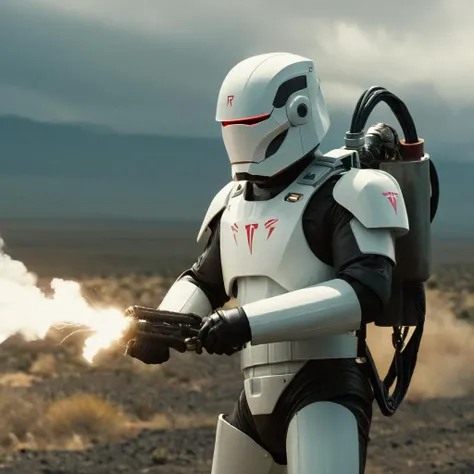 cinematic film still of <lora:Command and Conquer style v2:1>
a tesla trooper with a lightning bolt in its hand,solo,weapon,no humans,robot,mecha,science fiction,realistic,electricity,cable,lightning,power armor Command & Conquer, Red Alert style, Command and Conquer style, shallow depth of field, vignette, highly detailed, high budget, bokeh, cinemascope, moody, epic, gorgeous, film grain, grainy