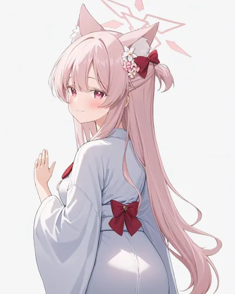 Anime girl with long pink hair and a white dress - SeaArt AI