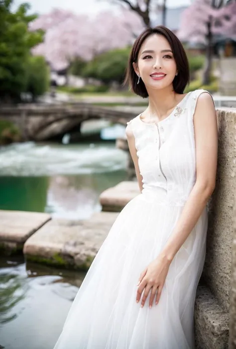 <lora:tongliya3:0.945>tongliya face,tongliya body,grin,pov,(highres:1.8),
pose,supermodel,(detailed face:1.56),
Sunlight filters through ancient cherry blossom trees, casting a dappled pattern on the bluestone paths. In this exquisitely beautiful Kyoto, Xiaoling, a beautiful woman dressed in a kimono, gracefully steps out in small, delicate strides, seeking out a touch of her own elegance in this ancient capital of a thousand years.She gently waves her red folding fan, and as the breeze brushes past, several strands of hair dance in the wind. Behind her, the resplendent Kyoto Tower shines, forming a stunning contrast with the quaint wooden houses in front. Not far away, a gentle stream babbles, drawing the eye to an exquisite red bridge.Xiaoling slowly approaches the bridge, leans forward, and gently dips her hand into the water. The cool sensation instantly spreads from her fingertips throughout her body, and she smiles slightly, as lovely as a lotus in the water. The photographer captures this fleeting moment of beauty, clicking the shutter and seemingly freezing time in this instant.The entire scene is like a painting, rich in color and harmony. In this painting, Xiaoling appears as if a princess who has traveled through time, enjoying a moment of tranquility and beauty. The stunning scenery of Kyoto perfectly complements the beauty, creating a unique and captivating landscape.
good hands,perfect hands,
(white skin,)(white dress:1.9),
smile,
(looking at viewer),
supermodel,
(depth of field:1.89),(long exposure:1.2),(dynamic motion:1.13),(Extreme Aestheticism:1.93),offical art,first person view,blurry background,(professional photograph:1.5),
(pov:1.65),
(8k, RAW photo, best quality, masterpiece:1.2), (realistic, photo-realistic:1.85), (ultra-detailed:1.5), highres
<lora:epi_noiseoffset2:1>
