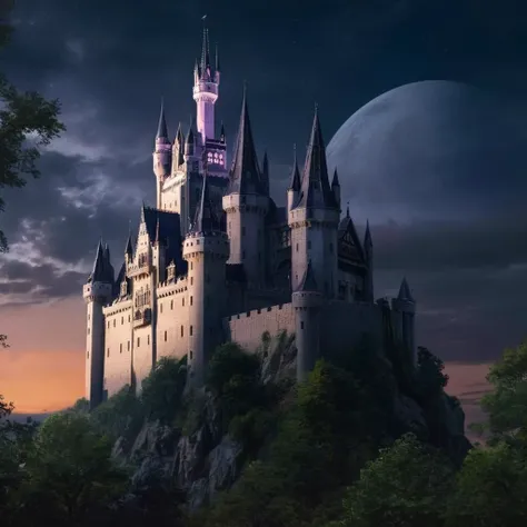 Hyperrealistic art of  <lora:anime manga girl style:1.2>
a gothic castle with a big tower at night anime manga girl style, Extremely high-resolution details, photographic, realism pushed to extreme, fine texture, incredibly lifelike