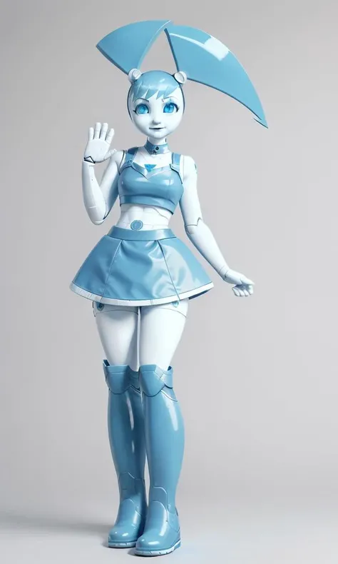 realistic, character design, teen, (girl:1.2), robot, jenny wakeman, arm, hand, (white ceramic skin:1.2), blue joins <lora:jenny wakemanv1.1:0.6>