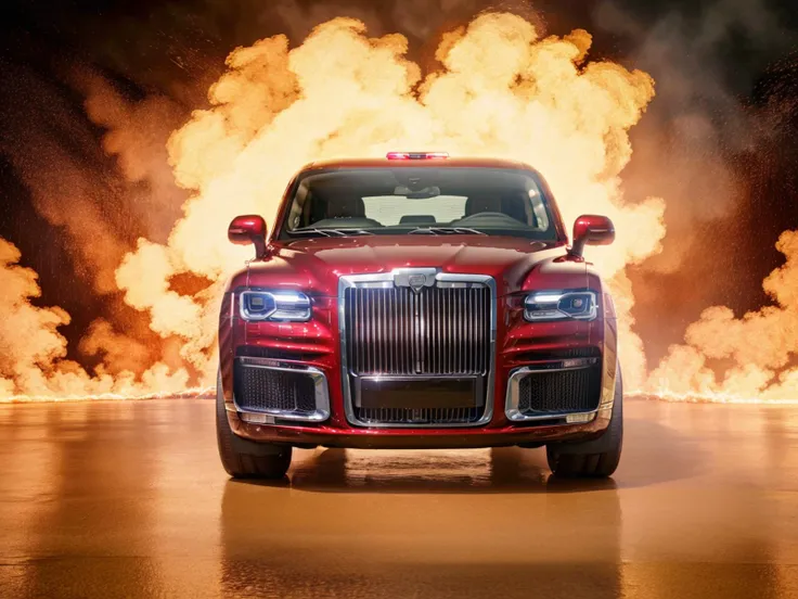 <lora:russiancar:1>photo of a aurus as a fire truck, 4k, raw, masterpiece
