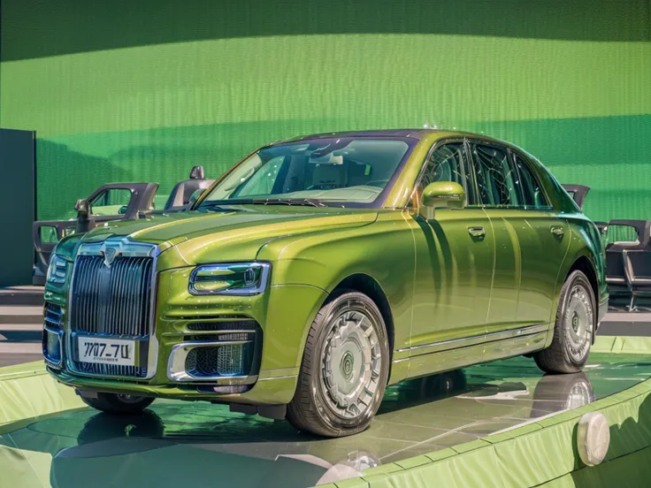 <lora:russiancar:1>photo of a aurus in lime green,  4k, raw, masterpiece