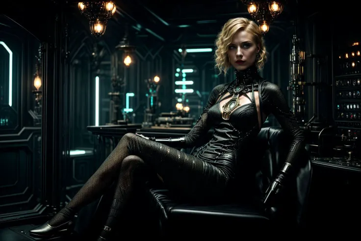 sks woman, <lora:locon_evan_v1_from_v1_64_32:1.25>, blond hair, confident posture, (medium long shot, medium full shot:1.2), volumetric lighting, aetherpunk-inspired, aetherpunk aesthetic. Aetherpunk-inspired interior. The woman should be the central focus, dressed in Aetherpunk fashion that blends Victorian clothing with advanced technology, such as intricate clockwork accessories, luminescent aether crystals, and cybernetic enhancements. The interior should reflect the Aetherpunk theme, featuring a mix of futuristic and Victorian elements, with ornate steampunk decor, aetheric lighting, and an atmosphere of otherworldly enchantment. The woman should exude an air of mystery and determination, and the overall image should evoke a sense of a world where the past and the future collide,
, piercings, tattoos, <lora:more_details:1>, <lora:Vibrant_s:0.8>, film grain,35mm,high dynamic range,photo, sharp focus, sharp background