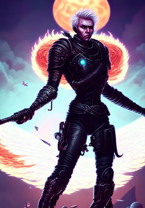 textless, best quality, War in Heaven (serphm:1.3) Archangel Holding Flaming Weapon, battling demons in another world, ggffff666666