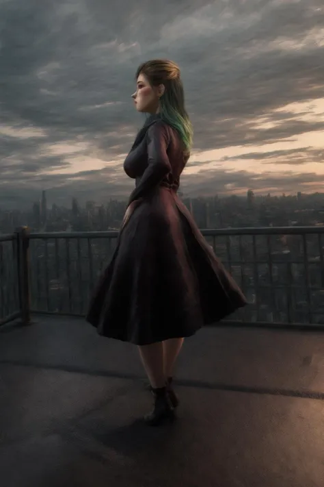 ((masterpiece)),((bestquality)),8k,high detailed,ultra-detailed, depth of field, wide angle, 1girl, Antonia, <lora:Antonia_Lora:0.8>, evil face, stylish pose, random expression, cinematic lighting, Dramatic view, beautiful background, <lora:add_detail:1>, neostyle,cityscape,scenery, <lora:neostyle:1>