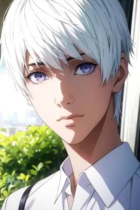 masterpiece, best quality, sketch, 1boy, male focus, <lora:tsukasa_eishi:0.69>, tsukasa_eishi, white hair, , , solo, looking at viewer, , , (watercolor illustration, soft pastel colors:1.1), , Hologram, , <lora:tokyo_ghoul_style:0.85>, tokyo_ghoul_style