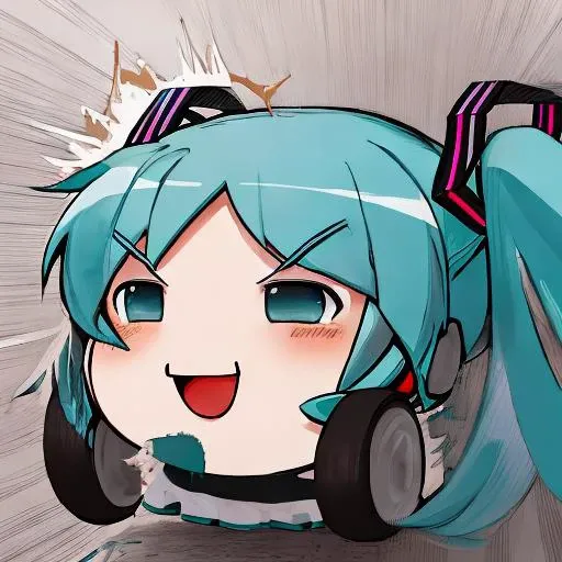 <lyco:Yukkuri:1> yukkuri , chibi, smug, open mouth, (((racing miku))), hatsune miku, 
<lora:Female4WD_Vol_1:0.9>\Female4WD\, circuit,  drifting, motion blur, motion lines,  spinning twintails, wheels, 4wd, pui pui molcar, racing,