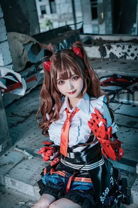 best quality, ultra high res, (photorealistic:1.4), 1girl, solo focus, ((blue long dress)), elbow dress, black thighhighs, frills, ribbons, studio background, (platinum blonde hair:1), looking at viewer, facing front, smiling, <lora:japaneseDollLikeness_v10:0.66> <lora:aki8:1>