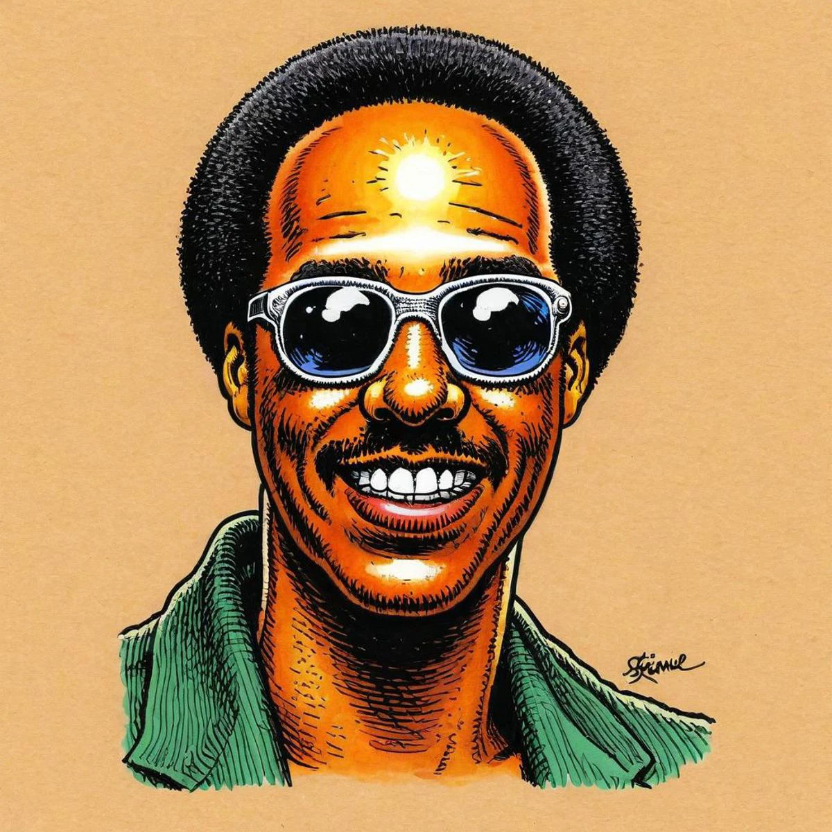 Rough hand drawn color sketch in rcrumb style,
Stevie Wonder
candid pose,
<lora:RCrumb_Style_XL_LyCoris_v1.5.2:0.95>