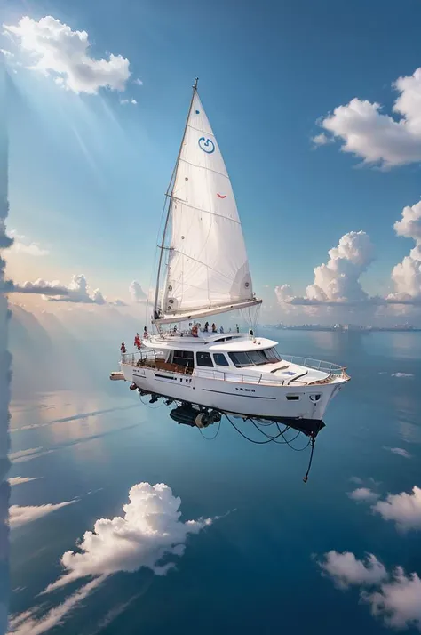 (floating:1.3) white yacht in the sky, (photorealistic:1.3), best quality, ultra high res, <lora:Retro-Futurism_v2:0.6>