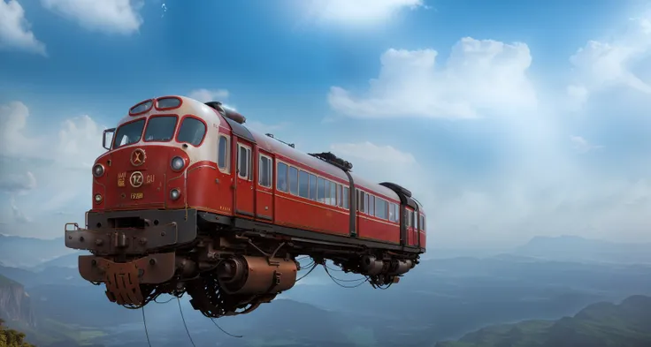 flying train <lora:Retro-Futurism_v2:0.7>, (photorealistic:1.3), best quality, ultra high res