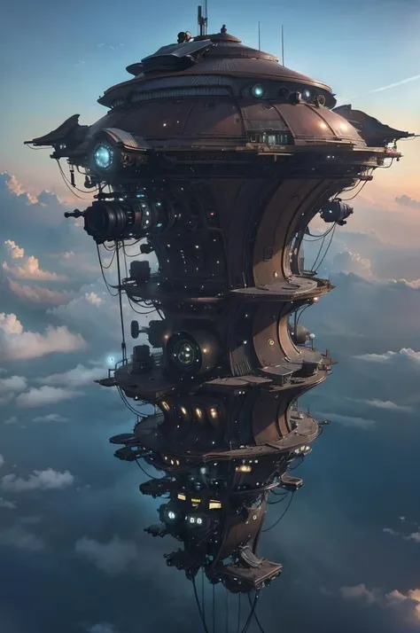 sci-fi floating city, (photorealistic:1.3), best quality, ultra high res, <lora:Retro-Futurism_v2:0.6>