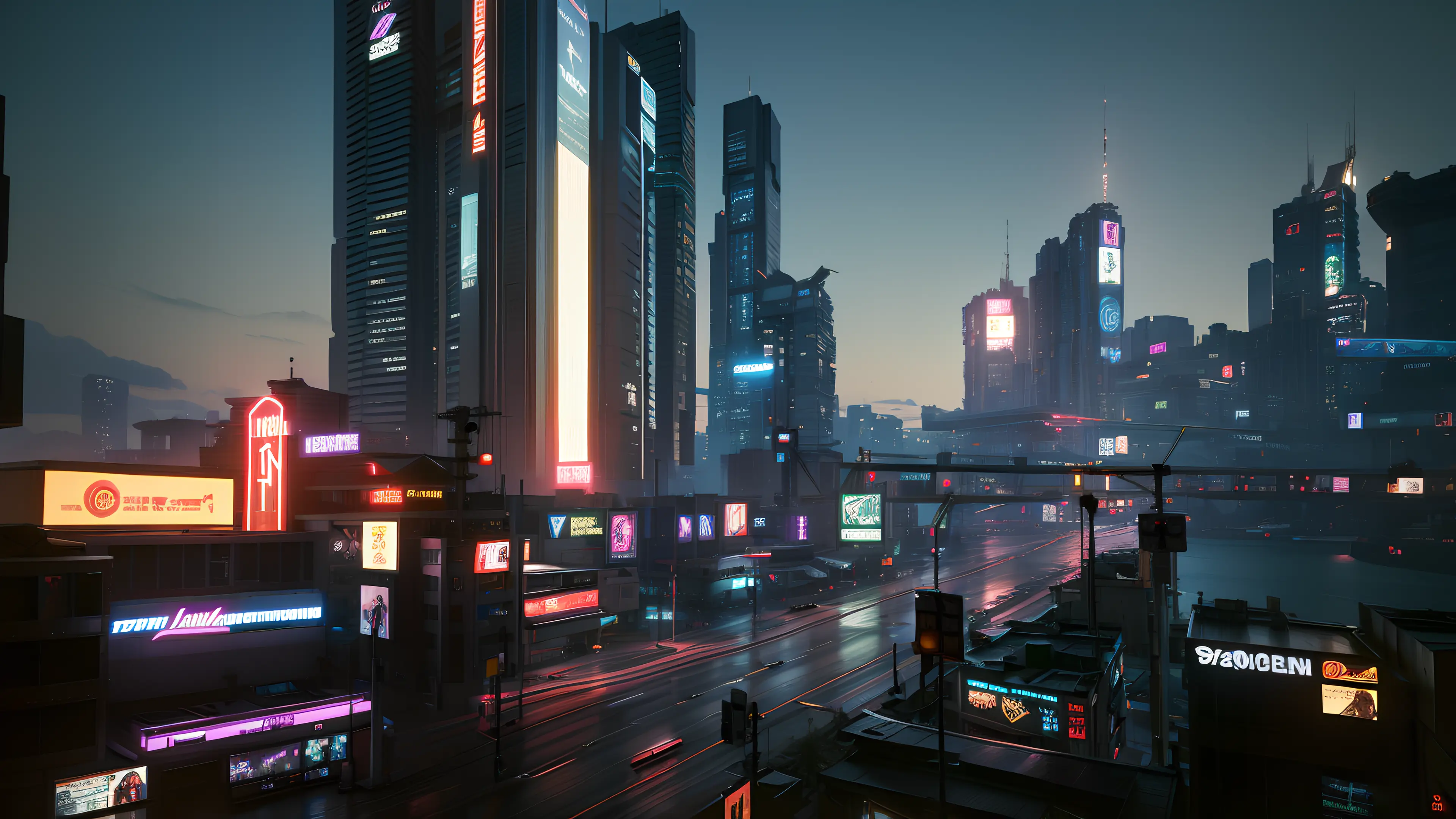 <lora:nightcity-v1.1:0.7>,nightcity,((night:1.5)),(wstblk:1.5),high buildings,neonlights,(high quality, best quality, hi res), (ultimate phtoreal Concept Art),