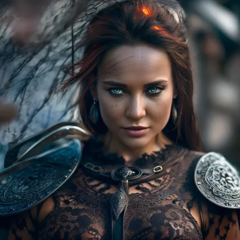 viking warrior, wearing a black armor, ((( inperfect skin, wrinkles, bloody skin))), on a battlefield, surrounded by flames, (masterpiece, best quality, ultra-detailed, best shadow), (detailed background, dark fantasy), (detailed face), high contrast, (best illumination,), ((cinematic light)), colorful, hyper detail, dramatic light, intricate details, ( solo, sharp face), ultra detailed artistic photography, shadows, ultra high definition, 8k, ultra sharp focus, artgerm, loish, artwork masterpiece, cinematic character render, ultra high quality model, film photography, analogue photography, Anna Dittmann, hyperrealism, perfect anatomy, blood splatter, depth of field, dulux, <lora:microwaist_03Lora:0.4>, <lora:norseVikingWarriorAnd_v10:0.6>,Pangelina, <lora:Pangelina:1>