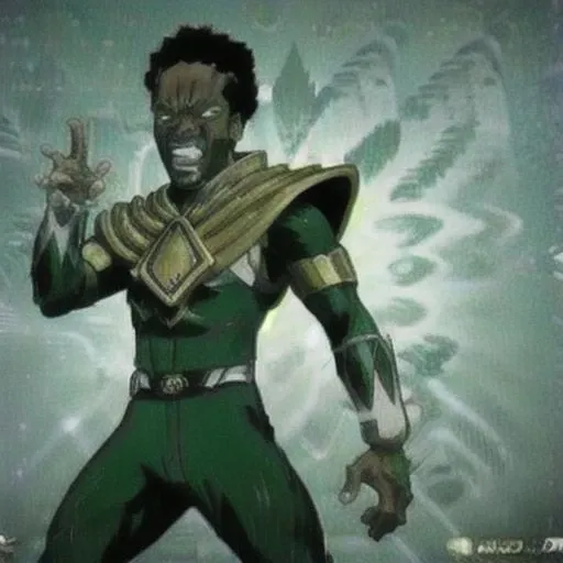 boonrii as the green ranger <lora:Dragonranger:1> in the comic book art style of the boondocks, high detail high contrasting