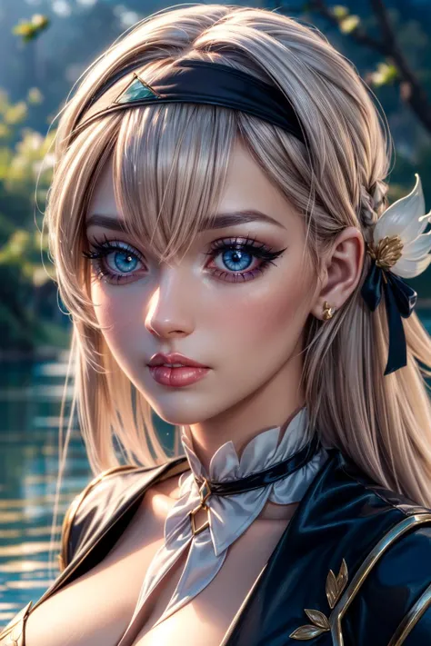 (ultra realistic,32k, masterpiece:1.2),(high detailed skin:1.1),( high quality:1.1),
<lora:firefly-str-v1:0.6>(nose blush:1.1),(eyeliner,long lashes, mascara:1.1),white hair,blue eyes, fireflyhsr, hairband, thighhighs, boots, crystal lotus lake, shimmering lotus blooms, tranquil waters, haven of serenity (blurry background:1.1),,(looking at viewer, portrait:1.1),, huge breast,large breast,<lora:add_detail:0.76>,
(dynamic lighting:1.1),