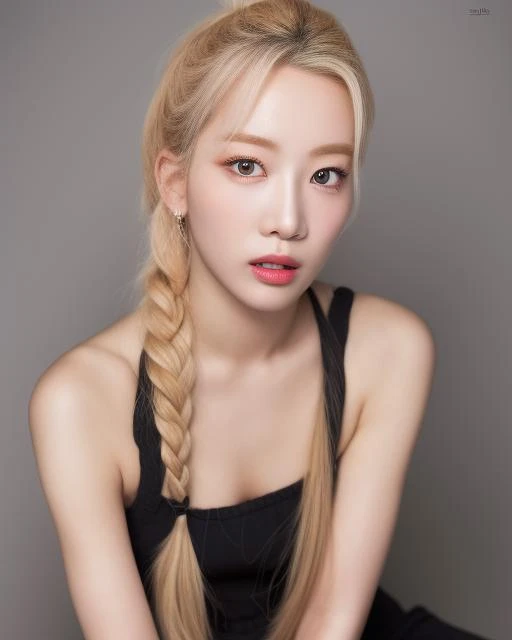 <lora:test:1>, (8k,RAW photo, best quality, masterpiece:1.2), (realistic, photo realistic:1.4), (extremely detailed CG unity 8k wallpaper), (masterpiece), (best quality), (ultra-detailed), (best illustration), (best shadow), ultra-high res, beautiful Korean girl, facing viewer, sweaty skin, wide hips, thick thighs, medium breasts, braided hair, (perfect eyes:1.5), symmetrical eyes, (pureerosface_v1:0.2), (looking at viewer),