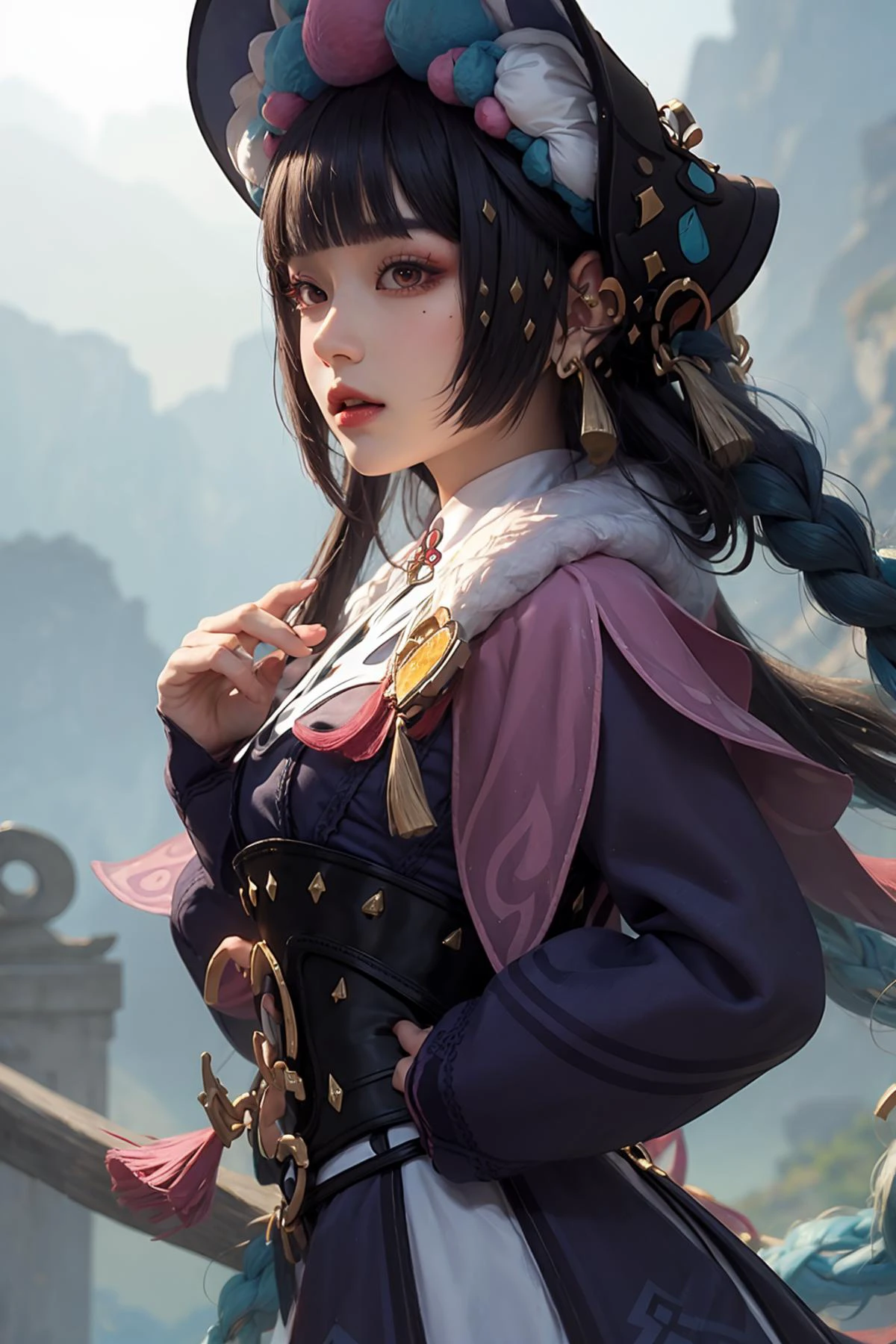 <lora:genshinfull1:1>,<lora:yunjin64:1>, yunjindef, yunjin (genshin impact), purple hair,
1girl,solo, long hair,realistic, purple hair,lips,profile,portrait,closed mouth,nose,from side, best quality, masterpiece, illustration, an extremely delicate and beautiful, extremely detailed ,CG,unity,8k wallpaper, Amazing, finely detail, masterpiece, best quality,official art,extremely detailed CG unity 8k wallpaper,absurdres, incredibly absurdres, huge filesize , ultra-detailed, highres, extremely detailed,beautiful detailed girl, extremely detailed eyes and face, beautiful detailed eyes,light on face, upper body,
outdoors, outside, day, china, teahouse, orange leaves